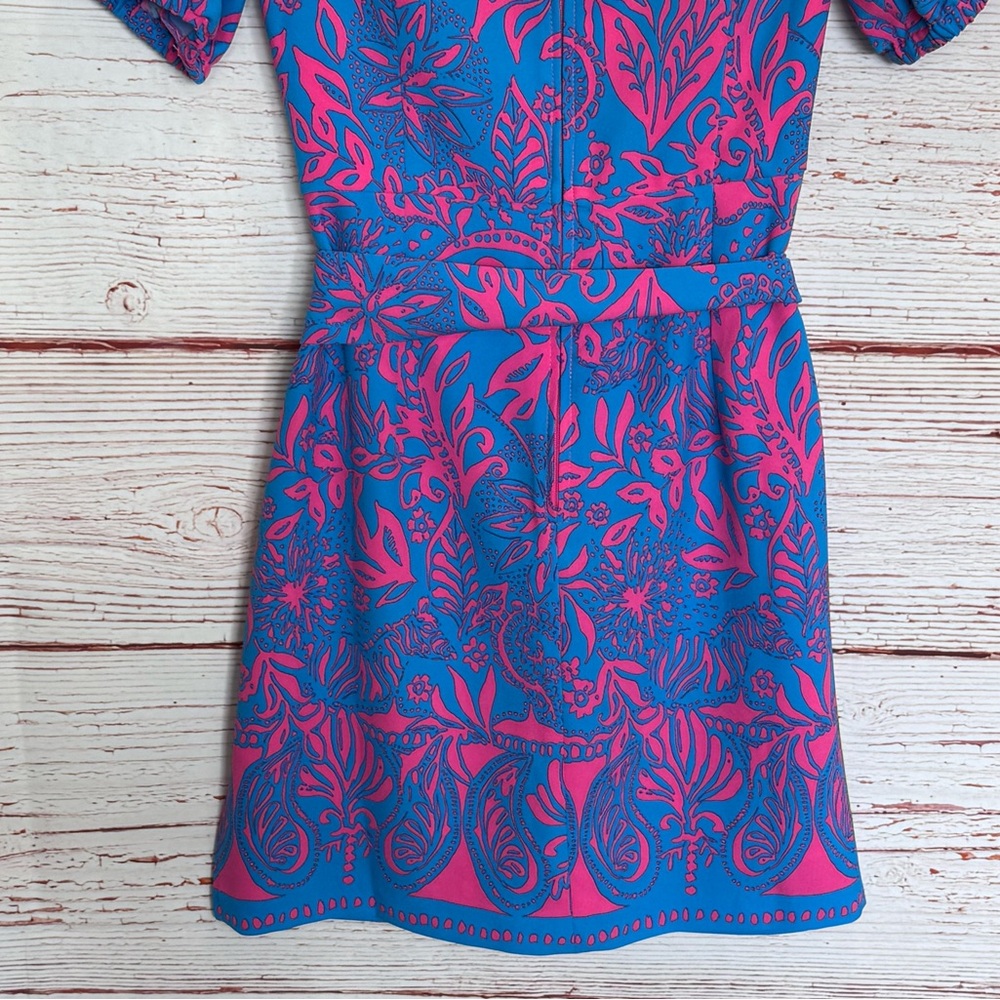 Lilly Pulitzer Jada Off The Shoulder Romper in Aura Pink Leaf An Impression Sz 2 - Picture 14 of 16